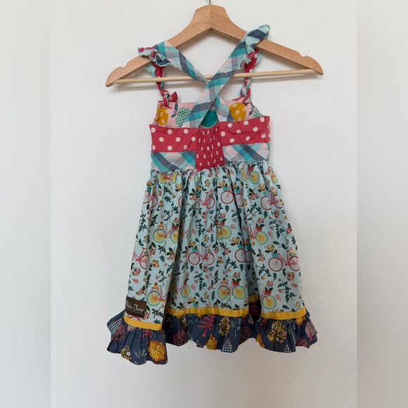 Matilda Jane Dress Ruffle Wonderment Bikes and Books Floral size 6 Pink - Picture 2 of 6